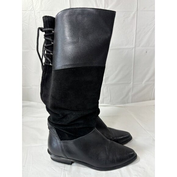 Ipanema Women's Knee High Black Riding Boots Pull On Size 8 M lace up Brazil - Picture 16 of 16